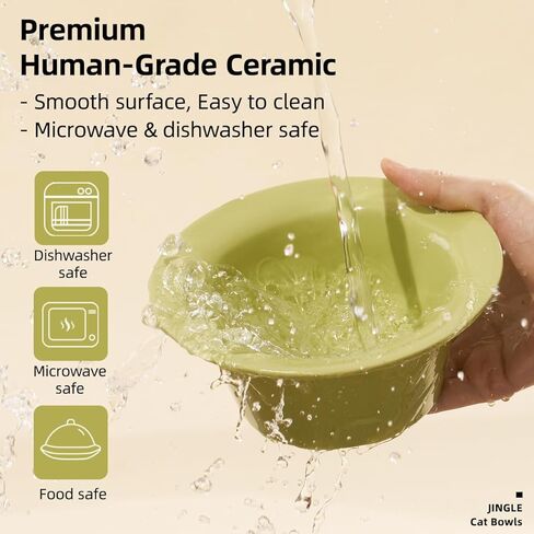 MS!MAKE SURE Dog Cat Bowls, Elevated Ceramic Cat Food and Water Bowl Set, 15° Tilted Cat Dishes with Stand, Non-Slip & Whisker Friendly - Pink, Green in Kuwait