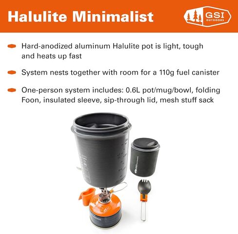 GSI Outdoors Halulite Minimalist Kitchen Kit | Integrated Camp Cookware for Ultralight Backpacking and Camping in Saudi Arabia
