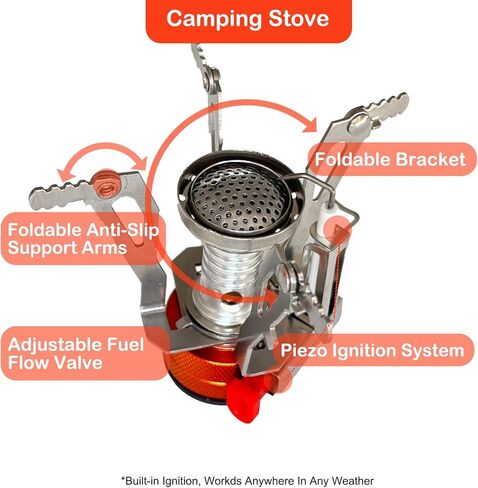 16pcs Camping Cookware Mess Kit, Non-Stick Lightweight Pots and Pans Set with Stove Carabiner Forks Knives Spoons for Camping, Backpacking, Hiking, Outdoor Cooking and Picnic in Kuwait