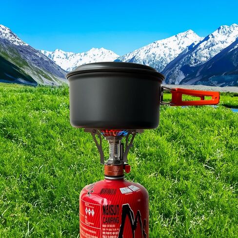 16pcs Camping Cookware Mess Kit, Non-Stick Lightweight Pots and Pans Set with Stove Carabiner Forks Knives Spoons for Camping, Backpacking, Hiking, Outdoor Cooking and Picnic in Kuwait