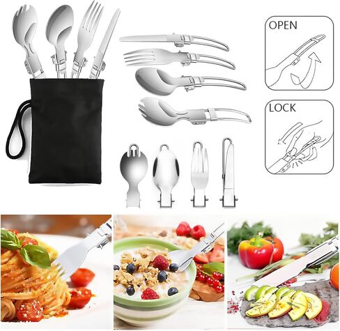 16pcs Camping Cookware Mess Kit, Non-Stick Lightweight Pots and Pans Set with Stove Carabiner Forks Knives Spoons for Camping, Backpacking, Hiking, Outdoor Cooking and Picnic in Kuwait