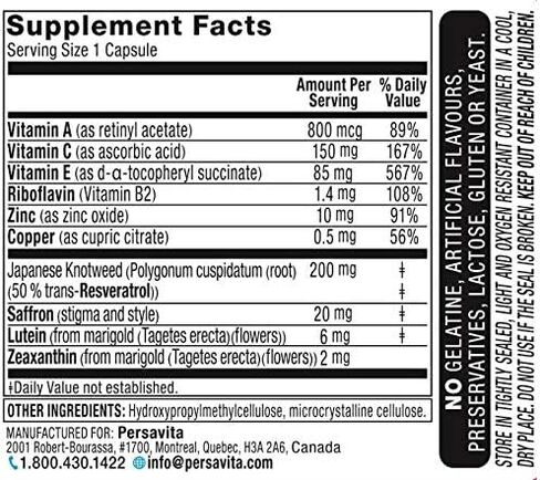 Saffron 2020 Supplement with Saffron, Resveratrol, Vitamins and Minerals, Zeaxanthin and Lutein -30 Vegetarian Capsules in Saudi Arabia