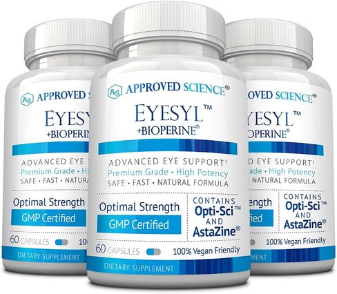 معتمد من Science® EyeSyl - مكمل لصحة العين - يحمي من فقدان الرؤية، وجفاف العيون، وتعب العين - لوتين، زياكسانثين، التوت - 60 كبسولة - صنع في الولايات المتحدة الأمريكية in Kuwait
