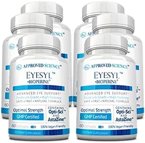 معتمد من Science® EyeSyl - مكمل لصحة العين - يحمي من فقدان الرؤية، وجفاف العيون، وتعب العين - لوتين، زياكسانثين، التوت - 60 كبسولة - صنع في الولايات المتحدة الأمريكية in Kuwait