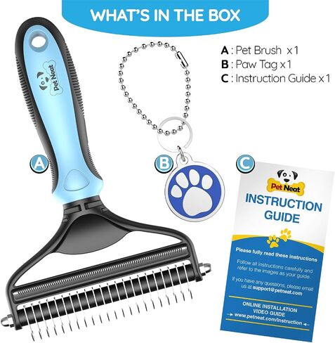 Pet Neat Pet Grooming Brush Effectively Reduces Shedding by Up to 95% Professional Deshedding Tool for Dogs and Cats (Light Blue) (Light Blue) in Saudi Arabia