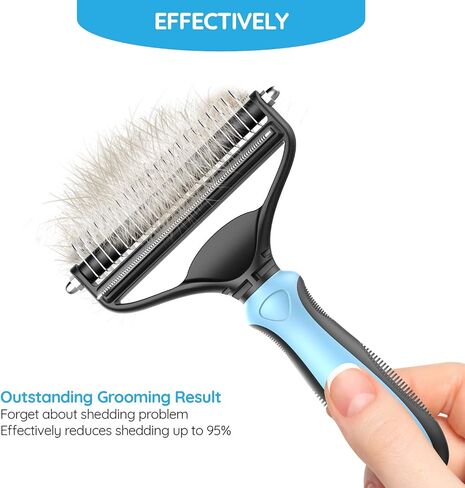 Pet Neat Pet Grooming Brush Effectively Reduces Shedding by Up to 95% Professional Deshedding Tool for Dogs and Cats (Light Blue) (Light Blue) in Saudi Arabia