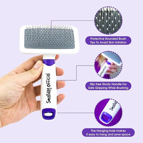 سمولدوج اوفيشال فرشاة جسم لطيفة للكلاب - للكلاب الصغيرة والسلالات - فرشاة للوجه، فرشاة مخالب، تزيل الشعر المتساقط والبساط والاوساخ والملصقات وفك تشابك الشعر بدون الم in Kuwait