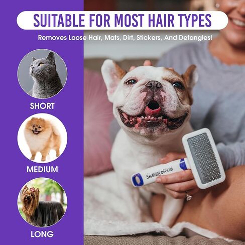 سمولدوج اوفيشال فرشاة جسم لطيفة للكلاب - للكلاب الصغيرة والسلالات - فرشاة للوجه، فرشاة مخالب، تزيل الشعر المتساقط والبساط والاوساخ والملصقات وفك تشابك الشعر بدون الم in Kuwait