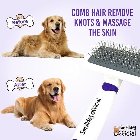 سمولدوج اوفيشال فرشاة جسم لطيفة للكلاب - للكلاب الصغيرة والسلالات - فرشاة للوجه، فرشاة مخالب، تزيل الشعر المتساقط والبساط والاوساخ والملصقات وفك تشابك الشعر بدون الم in Kuwait
