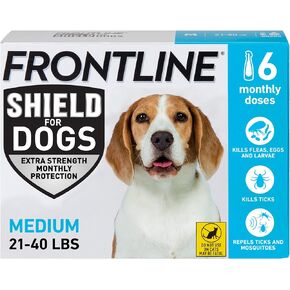 Frontline Shield Flea & Tick Treatment for Medium Dogs 21-40 lbs., Count of 6