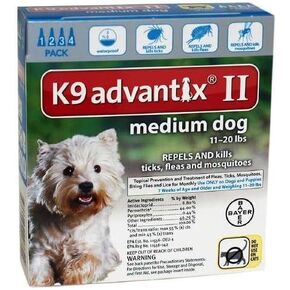 Advantix II للكلاب، 11-20 رطلاً، 4 أشهر، أزرق مخضر 4 لكل قطعة in Kuwait