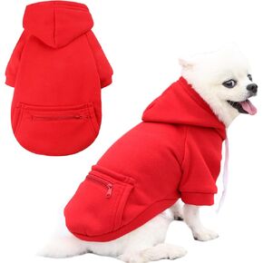 PETCARE Small Dog Sweater Hoodies Pet Grey Hooded Soft Fleece Sweatshirts with Pocket Fall Winter Puppy Cat Sweaters Warm Clothes for Small Dogs Shih Tzu Yorkies French Bulldog Outfits Costume