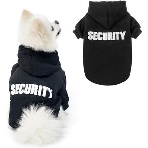 SCENEREAL Security Dog Hoodie Sweaters for Small Medium Large Dogs, Brushed Fleece Dog Clothes with Hat,Soft Cotton Winter Spring Coat All Weather Clothes, Classic Halloween Costume with Leash Hole