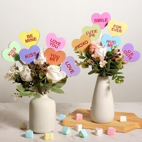 باني كوروس مجموعة ديكور عيد الحب، 12 قطعة من اعواد تزيين عيد الحب، اعواد خشبية ريفية على شكل قلب وبخاخات لتزيين عيد الحب لتزيين المنزل والمزهريات وعيد الحب in Kuwait