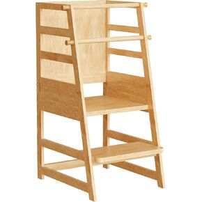HOOBRO Toddler Standing Tower, Adjustable Height Toddler Kitchen Stool Stool, Kids Step Stool with Safety Rails, for Kitchen Counter and Bathroom Sink, Natural Bamboo YL50JD01 in Saudi Arabia