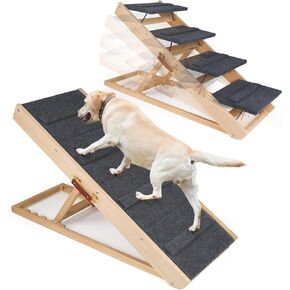 منحدر للكلاب، خطوات قابلة للتعديل للكلاب للسرير المرتفع، سلالم للكلاب قابلة للطي للأسرة العالية، سلالم للكلاب الصغيرة والكبيرة، منحدر للكلاب للسيارة مع سطح غير قابل للانزلاق، منحدر خشبي للكلاب للسرير والسيارة والأريكة in Kuwait