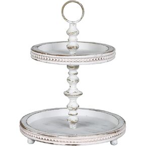 FESTWIND Grey Tiered Tray, Two Tiered Tray Rustic Home Decor, Small Beaded Tiered Tray Stand for Kitchen Counter, Farmhouse Tiered Tray Decor Distressed in Kuwait