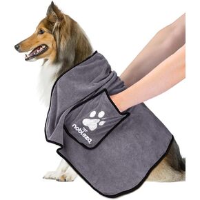 Nobleza Dog Towel, Super Absorbent Large Pet Towel with Hand Pockets, Microfiber Quick Drying Dog Towels for Drying Dogs, Mazarine