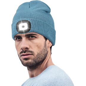 Hatlight Unisex LED Beanie with Light, USB Rechargeable Flashlight Knitted LED Hat Headlamp Cap, Christmas Stocking Stuffers Gifts for Men Husband Dad Black in Kuwait
