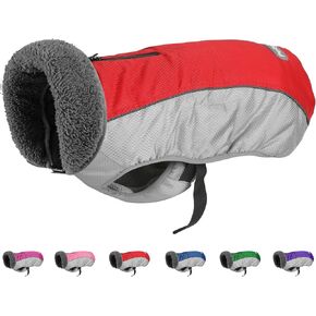 Petglad Dog Coat, Ripstop Waterproof Dog Winter Jacket with Zippered Leash Hole, Reflective Adjustable Dog Fleece Sweater, Warm Snow Vest for Small Medium Extra Large Dogs (Blue, M)