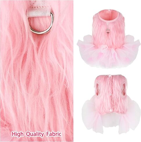 فستان الكلب اللطيف الفاخر من توتو، مقود الكلب، ملابس المشي، التنانير، ملابس الحيوانات الأليفة الشتوية للكلاب الصغيرة، الفتيات والقطط، فساتين حفلات أعياد الميلاد اليومية (وردي، M) in Kuwait