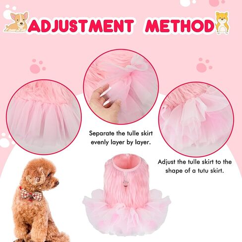 فستان الكلب اللطيف الفاخر من توتو، مقود الكلب، ملابس المشي، التنانير، ملابس الحيوانات الأليفة الشتوية للكلاب الصغيرة، الفتيات والقطط، فساتين حفلات أعياد الميلاد اليومية (وردي، M) in Kuwait