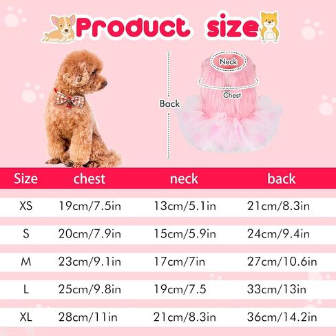 فستان الكلب اللطيف الفاخر من توتو، مقود الكلب، ملابس المشي، التنانير، ملابس الحيوانات الأليفة الشتوية للكلاب الصغيرة، الفتيات والقطط، فساتين حفلات أعياد الميلاد اليومية (وردي، M) in Kuwait