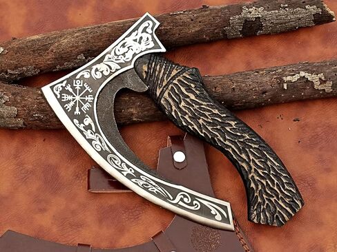 غلاديوس كرافتس | فأس فايكنغ رائع مصنوع يدويًا - مثالي لهواة الجمع والمتحمسين | أصلي، مصنوع بحرفية | فأس على طراز العصور الوسطى مزود بفولاذ متين وقوي عالي الكربون (GC-AX01) in Kuwait