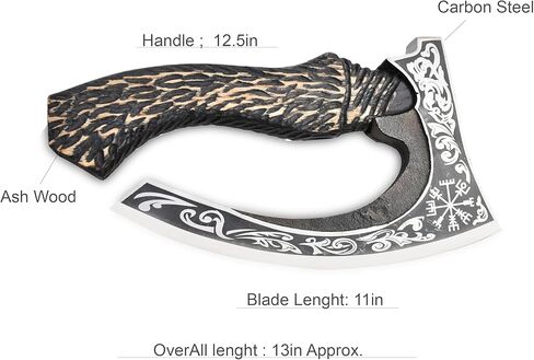 غلاديوس كرافتس | فأس فايكنغ رائع مصنوع يدويًا - مثالي لهواة الجمع والمتحمسين | أصلي، مصنوع بحرفية | فأس على طراز العصور الوسطى مزود بفولاذ متين وقوي عالي الكربون (GC-AX01) in Kuwait