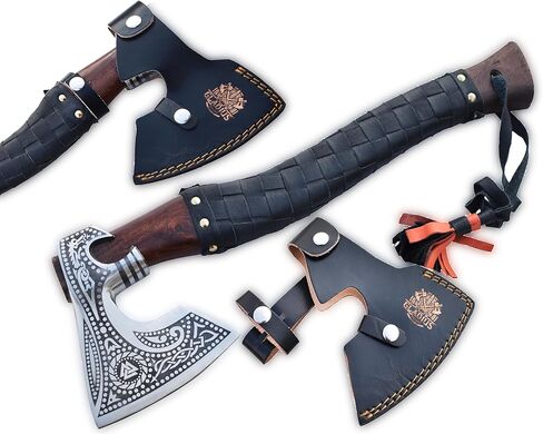 غلاديوس كرافتس | فأس فايكنغ رائع مصنوع يدويًا - مثالي لهواة الجمع والمتحمسين | أصلي، مصنوع بحرفية | فأس على طراز العصور الوسطى مزود بفولاذ متين وقوي عالي الكربون (GC-AX13) in Kuwait