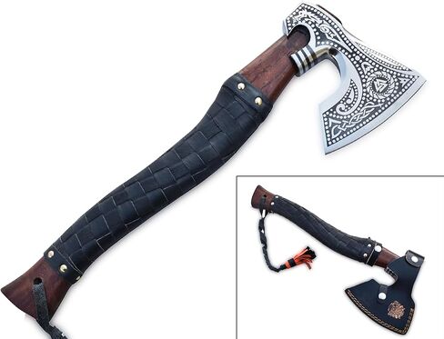 غلاديوس كرافتس | فأس فايكنغ رائع مصنوع يدويًا - مثالي لهواة الجمع والمتحمسين | أصلي، مصنوع بحرفية | فأس على طراز العصور الوسطى مزود بفولاذ متين وقوي عالي الكربون (GC-AX13) in Kuwait