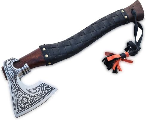 غلاديوس كرافتس | فأس فايكنغ رائع مصنوع يدويًا - مثالي لهواة الجمع والمتحمسين | أصلي، مصنوع بحرفية | فأس على طراز العصور الوسطى مزود بفولاذ متين وقوي عالي الكربون (GC-AX13) in Kuwait