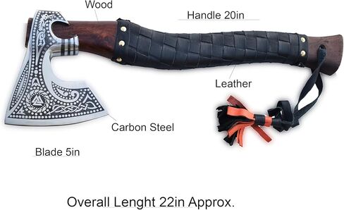 غلاديوس كرافتس | فأس فايكنغ رائع مصنوع يدويًا - مثالي لهواة الجمع والمتحمسين | أصلي، مصنوع بحرفية | فأس على طراز العصور الوسطى مزود بفولاذ متين وقوي عالي الكربون (GC-AX13) in Kuwait