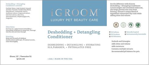 iGroom Deshedding & Detangling Dog Conditioner, Luxury Pet Beauty Care, Loosen Tangles + Unwanted Undercoat, Adds Shine + Volume, Made in USA, Gallon in Saudi Arabia