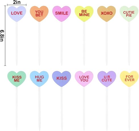 باني كوروس مجموعة ديكور عيد الحب، 12 قطعة من اعواد تزيين عيد الحب، اعواد خشبية ريفية على شكل قلب وبخاخات لتزيين عيد الحب لتزيين المنزل والمزهريات وعيد الحب in Kuwait