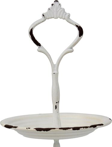 Stonebriar Small 2 Tier Worn White Metal Tray, Rustic Farmhouse Decor, Tiered Jewelry Tray for Vanity or Bathroom, 9.25" in Saudi Arabia