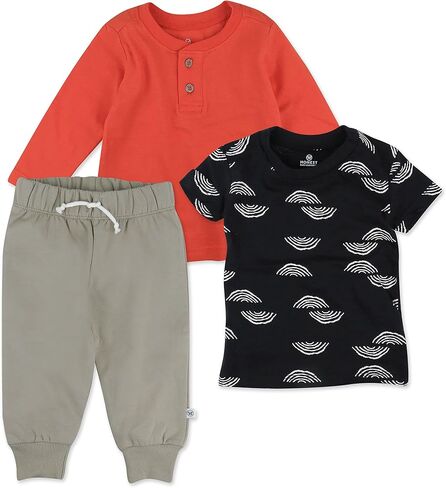 بلوفر بغطاء للرأس متعدد العبوات من HonestBaby، سويت شيرت، ركض، طقم سراويل رياضية من القطن العضوي للأطفال الصغار والأولاد والبنات وللجنسين (LEGACY) in Kuwait