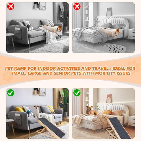 منحدر للكلاب، خطوات قابلة للتعديل للكلاب للسرير المرتفع، سلالم للكلاب قابلة للطي للأسرة العالية، سلالم للكلاب الصغيرة والكبيرة، منحدر للكلاب للسيارة مع سطح غير قابل للانزلاق، منحدر خشبي للكلاب للسرير والسيارة والأريكة in Kuwait