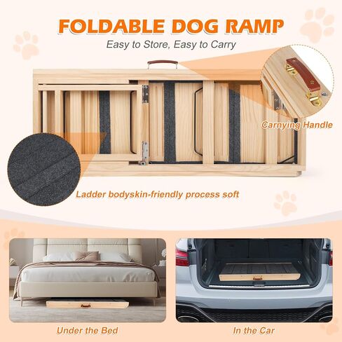 منحدر للكلاب، خطوات قابلة للتعديل للكلاب للسرير المرتفع، سلالم للكلاب قابلة للطي للأسرة العالية، سلالم للكلاب الصغيرة والكبيرة، منحدر للكلاب للسيارة مع سطح غير قابل للانزلاق، منحدر خشبي للكلاب للسرير والسيارة والأريكة in Kuwait