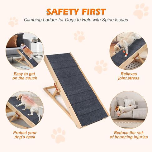 منحدر للكلاب، خطوات قابلة للتعديل للكلاب للسرير المرتفع، سلالم للكلاب قابلة للطي للأسرة العالية، سلالم للكلاب الصغيرة والكبيرة، منحدر للكلاب للسيارة مع سطح غير قابل للانزلاق، منحدر خشبي للكلاب للسرير والسيارة والأريكة in Kuwait