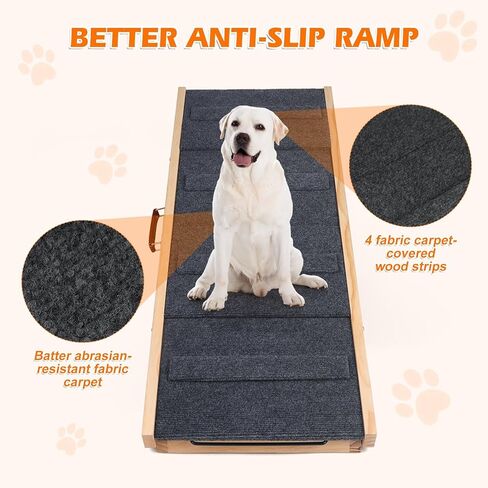 منحدر للكلاب، خطوات قابلة للتعديل للكلاب للسرير المرتفع، سلالم للكلاب قابلة للطي للأسرة العالية، سلالم للكلاب الصغيرة والكبيرة، منحدر للكلاب للسيارة مع سطح غير قابل للانزلاق، منحدر خشبي للكلاب للسرير والسيارة والأريكة in Kuwait