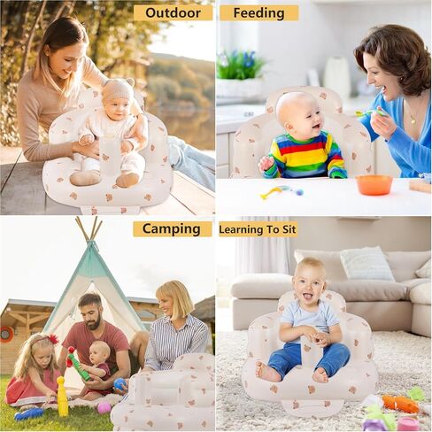 مقعد أطفال قابل للنفخ للأطفال من عمر 3 إلى 36 شهرًا، مضخة هواء مدمجة، مقعد لدعم الطفل في الصيف، كرسي للأطفال الصغار للجلوس، كرسي استحمام للأطفال على الأرض (الدب) in Kuwait