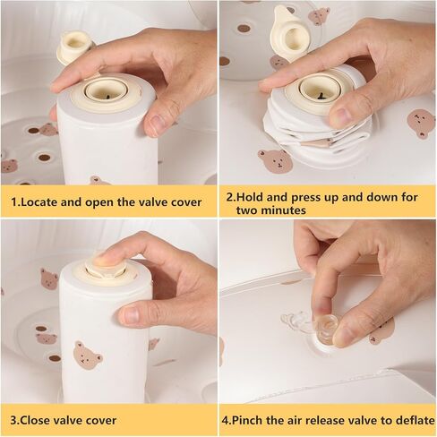 مقعد أطفال قابل للنفخ للأطفال من عمر 3 إلى 36 شهرًا، مضخة هواء مدمجة، مقعد لدعم الطفل في الصيف، كرسي للأطفال الصغار للجلوس، كرسي استحمام للأطفال على الأرض (الدب) in Kuwait