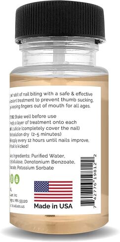 علاج قضم الاظافر للاطفال والكبار (40 مل)، صنع في الولايات المتحدة الامريكية لمنع الابهام ويوقف عض الأظافر، تخلص من العادة المشاغبة في 30 يومًا مع طلاء الردع الخاص بنا من ايسينشال فاليوز in Kuwait