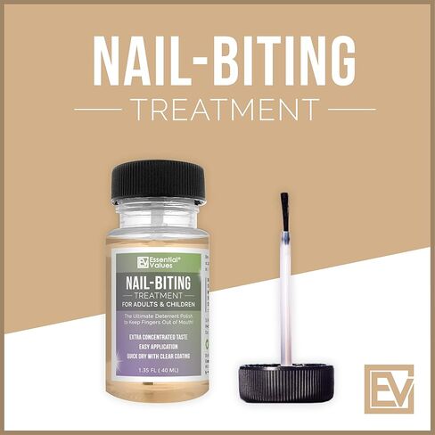 علاج قضم الاظافر للاطفال والكبار (40 مل)، صنع في الولايات المتحدة الامريكية لمنع الابهام ويوقف عض الأظافر، تخلص من العادة المشاغبة في 30 يومًا مع طلاء الردع الخاص بنا من ايسينشال فاليوز in Kuwait