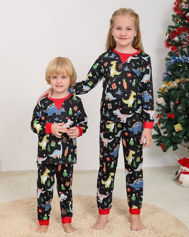 Holiday Family Matching Pajamas Christmas Pjs Set Long Sleeve Tops Xmas Pajamas Pant Cute Family Jammies in Saudi Arabia