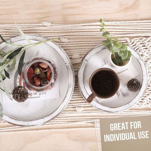 FESTWIND Grey Tiered Tray, Two Tiered Tray Rustic Home Decor, Small Beaded Tiered Tray Stand for Kitchen Counter, Farmhouse Tiered Tray Decor Distressed in Kuwait