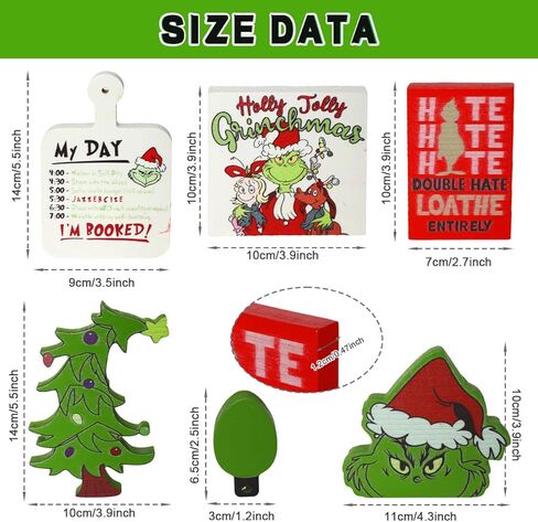 ديكور صينية متدرج من Grinchs، ديكور صينية متدرج لعيد الميلاد، ديكور صينية متدرج للمزرعة، زخارف خشبية لشجرة عيد الميلاد الخضراء (C) in Kuwait