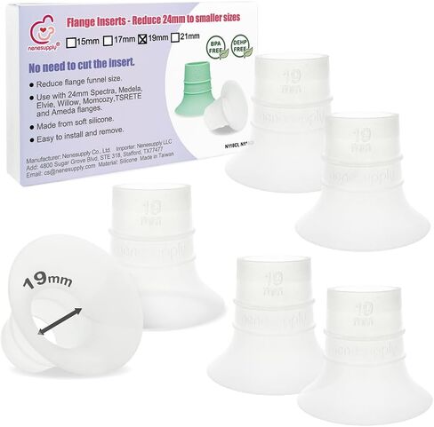 حشوة شفة من الجيل الأول من Nenesupply مقاس 19 مم متوافقة مع أجزاء مضخة شفة Elvie شفة خطوة Elvie شفة Medela Spectra Momcozy من الصفصاف تقلل من 24 مم إلى 19 مم تستخدم كحشوة Elvie إدراج Medela in Kuwait
