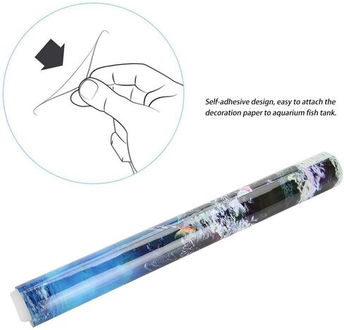 FILFEEL Aquarium Background Fish Tank Decorations Pictures PVC Adhesive Poster Underwater Coral Backdrop Decoration Paper Cling Decals Sticker(61 * 41cm) in Kuwait